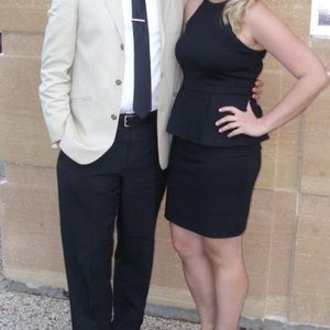 INC Black Halter Top Peplum Stretchy Formal Dress